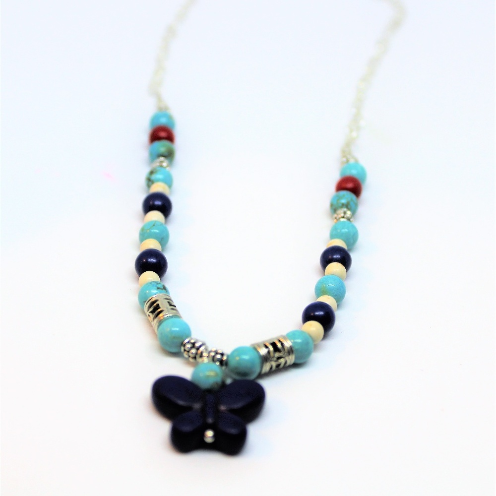 Blue butterfly delicate necklace